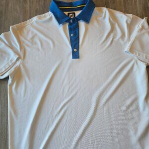 FootJoy white golf shirt - blue collar.  XXL